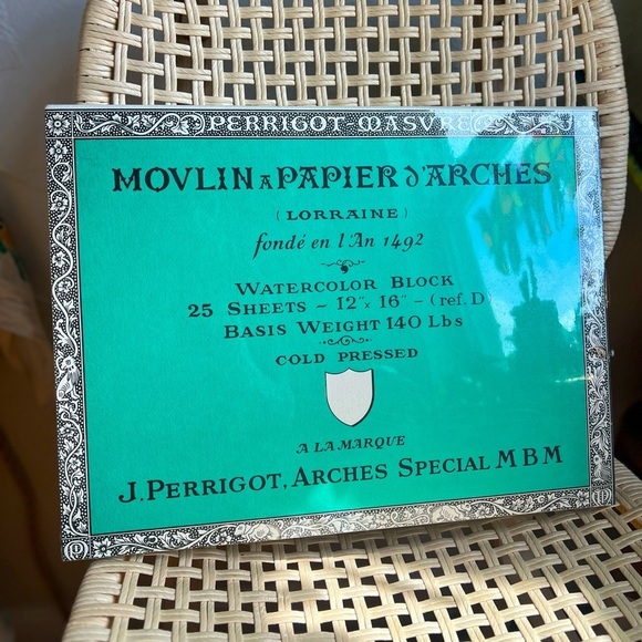 Arches Movlin à Papier Watercolor Paper Block 12x16 25 Sheets Cold Press Vintage